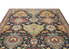 9x12 Blue, Gold, Coral Color Hand Knotted Oushak Wool Arts and Crafts Oriental Rug