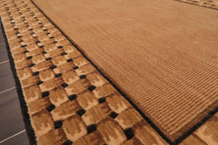 3x5 Tan, Beige, Black Color Machine Made All-Over Wool Contemporary Oriental Rug