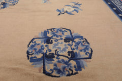 6x9 Beige, Navy, Rose Color Hand Knotted All-Over 100% Wool Traditional-Persian/Oriental Oriental Rug