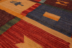 4x6 Rust, Gold, Green Color Hand Woven All-Over 100% Wool Contemporary Oriental Rug