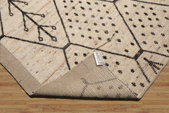5x7 Hand Knotted Afghan Moroccan 100% Wool Traditional Oriental Rug in Beige and Charcoal Colors