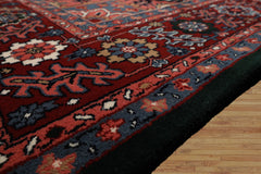 9x12 Green, Red, Pink Color Hand Knotted Heriz Wool Traditional/ Medallion Oriental Rug