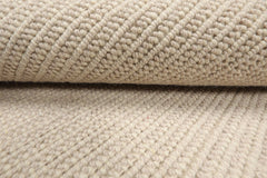 Hand Loomed Beige New Zealand Wool Textured Ribbed Rug in Multi Sizes by LoomBloom
