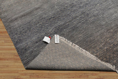 Geometric Modern 8x10 Tibetan Rug in Slate Hand Knotted with Wool and Bamboo Silk