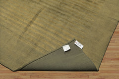 8x11 Olive, Green, Color Hand Knotted Tibetan Wool Modern & Contemporary / ribbed Oriental Rug
