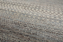 Geometric Modern 8x10 Tibetan Rug in Beige Hand Knotted with Wool and Bamboo Silk