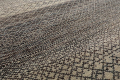 Geometric Modern 8x10 Tibetan Rug in Beige Hand Knotted with Wool and Bamboo Silk