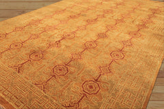 6x9 Caramel, Rust, Mint Color Hand Knotted Agra Wool Transitional Oriental Rug