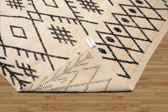 5x7 Hand Knotted Afghan Moroccan 100% Wool Modern and Contemporary Oriental Rug in Ivory and Black Colors