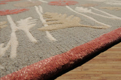 Multi Size Contemporary Floral Gray Beige Wool and Faux Silk LoomBloom Hand Tufted Oriental Style Rug