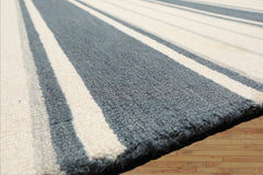 Multi Size Slate Cream Gray Color Hand Tufted Striped Wool Contemporary Oriental Rug