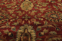 6x9 Rust, Charcoal, Gold Color Hand Knotted Agra Wool Traditional Oriental Rug