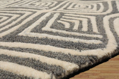 5x8 Gray, Ivory, Color Hand Tufted Geometric Wool Modern Oriental Rug