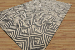 5x8 Gray, Ivory, Color Hand Tufted Geometric Wool Modern Oriental Rug