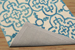 3x5 Ivory, Turquoise, Color Hand Tufted All-Over Wool Modern Oriental Rug