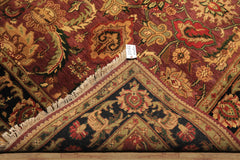 6x9 Plum, Black, Lime Color Hand Knotted Agra Wool Traditional Oriental Rug