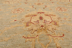 9x12 Aqua, Beige, Rust Color Hand Knotted All-Over 100% Wool Traditional-Persian/Oriental Oriental Rug