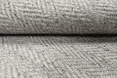 LoomBloom Ash Gray Hand Woven Herringbone New Zealand Wool Oriental Area Rug Available in Multiple Sizes