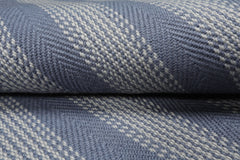 LoomBloom Blue Tone on Tone Hand Woven Striped Herringbone New Zealand Wool Oriental Area Rug Multiple Sizes