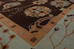 9x12 Chocolate, Aqua, Mint Color Hand Knotted All-Over 100% Wool Traditional-Persian/Oriental Oriental Rug