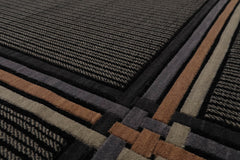 8x10 Black, Gray, Brown Color Machine Made All-Over 100% Wool Modern Oriental Rug