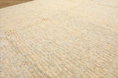 6x9 Ivory, Beige, Gray Color Hand Knotted Tibetan Wool & Jute Contemporary Oriental Rug