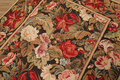 4x6 Green, Gold, Red Color Hand Woven French Aubusson Needlepoint Wool Traditional Oriental Rug