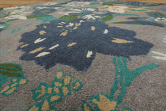 Multi Sizes Hand Tufted Gray Floral Wool Oriental Area Rug by LoomBloom Contemporary Design