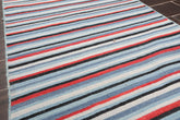 Runner Blue, Black, Terracotta Color Hand Woven Striped 100% Wool Traditional Oriental Rug