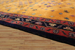 4'x6' Traditional Gold Geometric 250 KPSI Hand Knotted Wool Oriental Area Rug