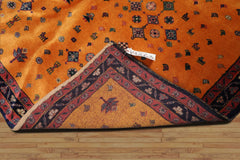 4'x6' Traditional Gold Geometric 250 KPSI Hand Knotted Wool Oriental Area Rug