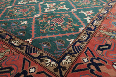 6x9 Turquoise, Orange, Ivory Color Hand Knotted Herati Bidjar New Zealand Wool Traditional Oriental Rug