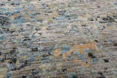 2'x3' Tibetan Gray Modern Abstract Wool and Bamboo Silk Oriental Area Rug