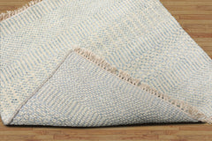 Tibetan 2'x2' Ivory Wool and Bamboo Silk Modern Oriental Area Rug