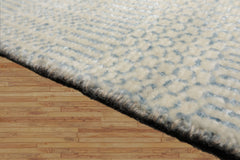Tibetan 2'x2' Ivory Wool and Bamboo Silk Modern Oriental Area Rug
