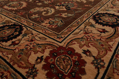 8x10 Brown, Champagne, Black Color Machine Made All-Over 100% Wool Traditional Oriental Rug