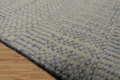 Tibetan 2'x2' Ivory Wool and Bamboo Silk Modern Oriental Area Rug