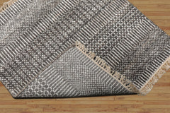 Tibetan 2'x2' Ivory Wool and Bamboo Silk Modern Oriental Area Rug