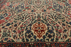 4x6 Ivory, Black, Rose Color Hand Knotted Kashan New Zealand Wool Traditional Oriental Rug