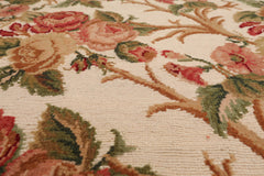 6x9 Beige, Rose, Green Color Hand Knotted All-Over 100% Wool Traditional Oriental Rug