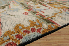 Aqua Hand Knotted Transitional Oushak Arts & Crafts LoomBloom Wool Area Rug in Various Sizes