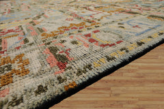 Aqua Hand Knotted Transitional Oushak Arts & Crafts LoomBloom Wool Area Rug in Various Sizes