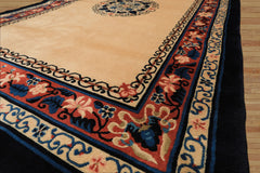 4x6 Light Peach, Caramel, Midnight Color Hand Knotted Chinese Art Deco Wool Traditional Oriental Rug
