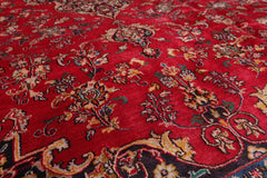 Red 9x12 Hand Knotted Traditional Sarouk Wool Oriental Area Rug