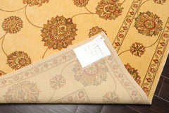 8x10 Champagne, Green, Rust Color Machine Made All-Over 100% Wool Traditional Oriental Rug