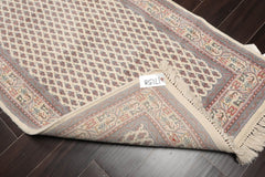 3x5 Cream, Rust, Blue Color Hand Knotted All-Over 100% Wool Traditional Oriental Rug