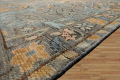 Gray Hand Knotted Transitional Oushak Arts & Crafts LoomBloom Wool Area Rug in Various Sizes