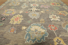 Taupe Hand Knotted Transitional Arts & Crafts Oushak LoomBloom Wool Area Rug in Multi Sizes