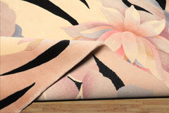 4x6 Ivory, Taupe, Lavender Color Hand Knotted Chinese Art Deco Wool Transitional Oriental Rug