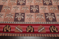 9x12 Rose, Taupe, Gray Color Hand Woven All-Over 100% Wool Traditional Oriental Rug